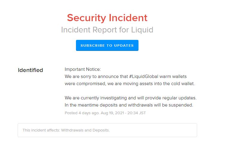 Liquid Exchange Security Breach